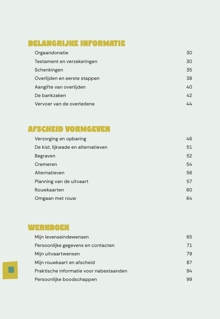 Inhoudsopgave van Einder, vervolg